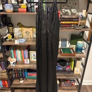 Black Sequin V-Neck Gown